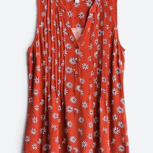 Market & Spruce Hemingway Sleeveless Henley Top - Daisy Print, 100% Rayon